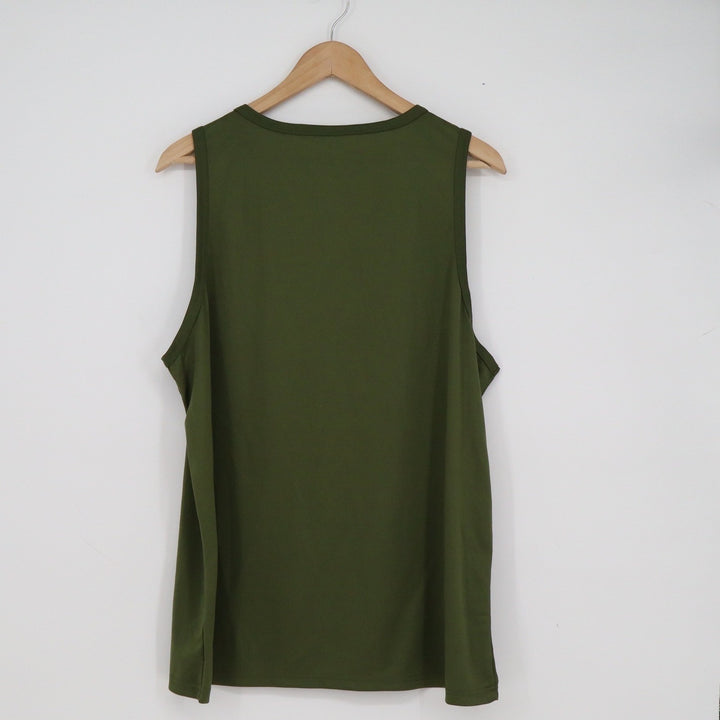 Mens Olive Green Performance Athletic Tank Top Sleeveless Shirt Size L