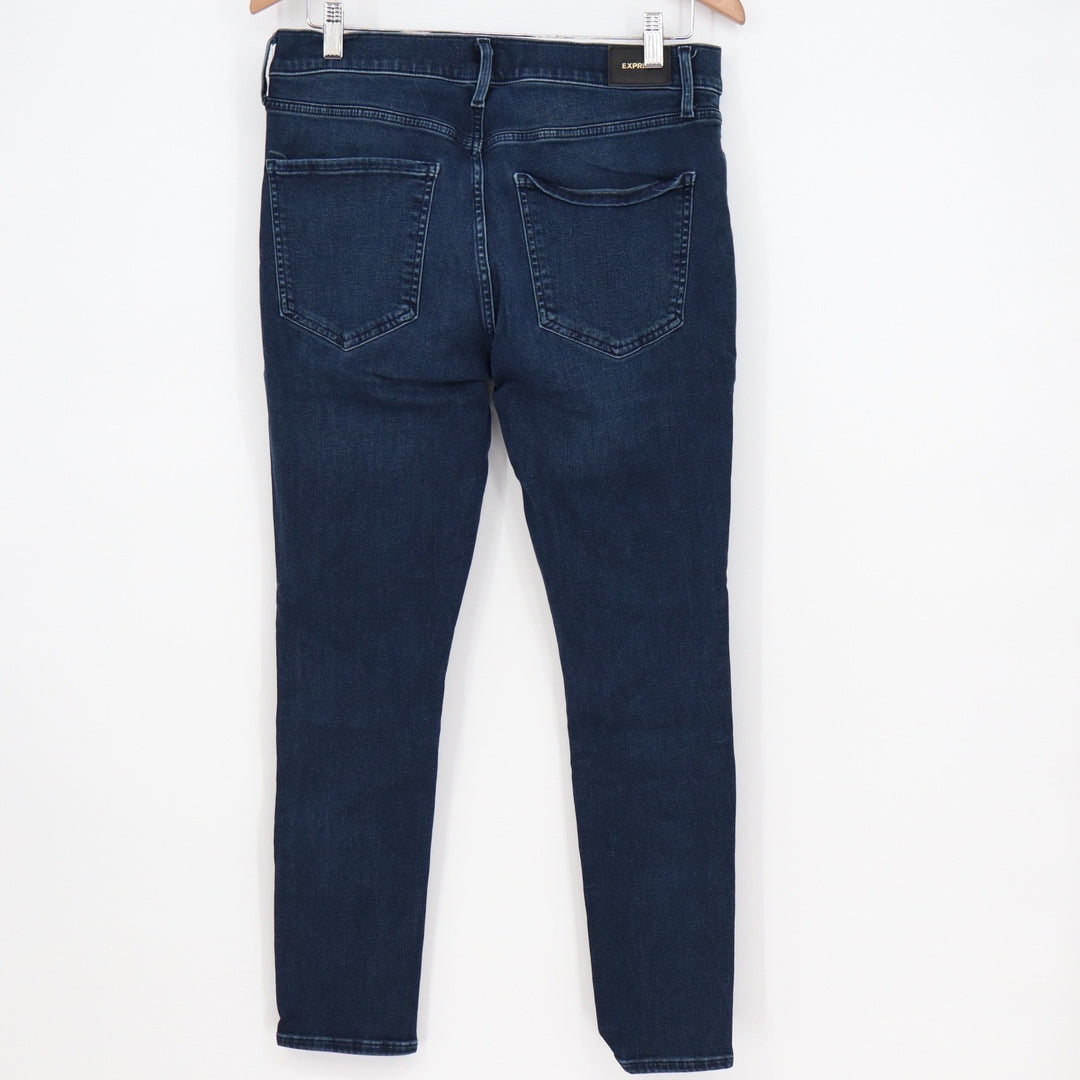 Express Womens Skinny Mid Rise Dark Wash Blue Denim Jeans Size 12R