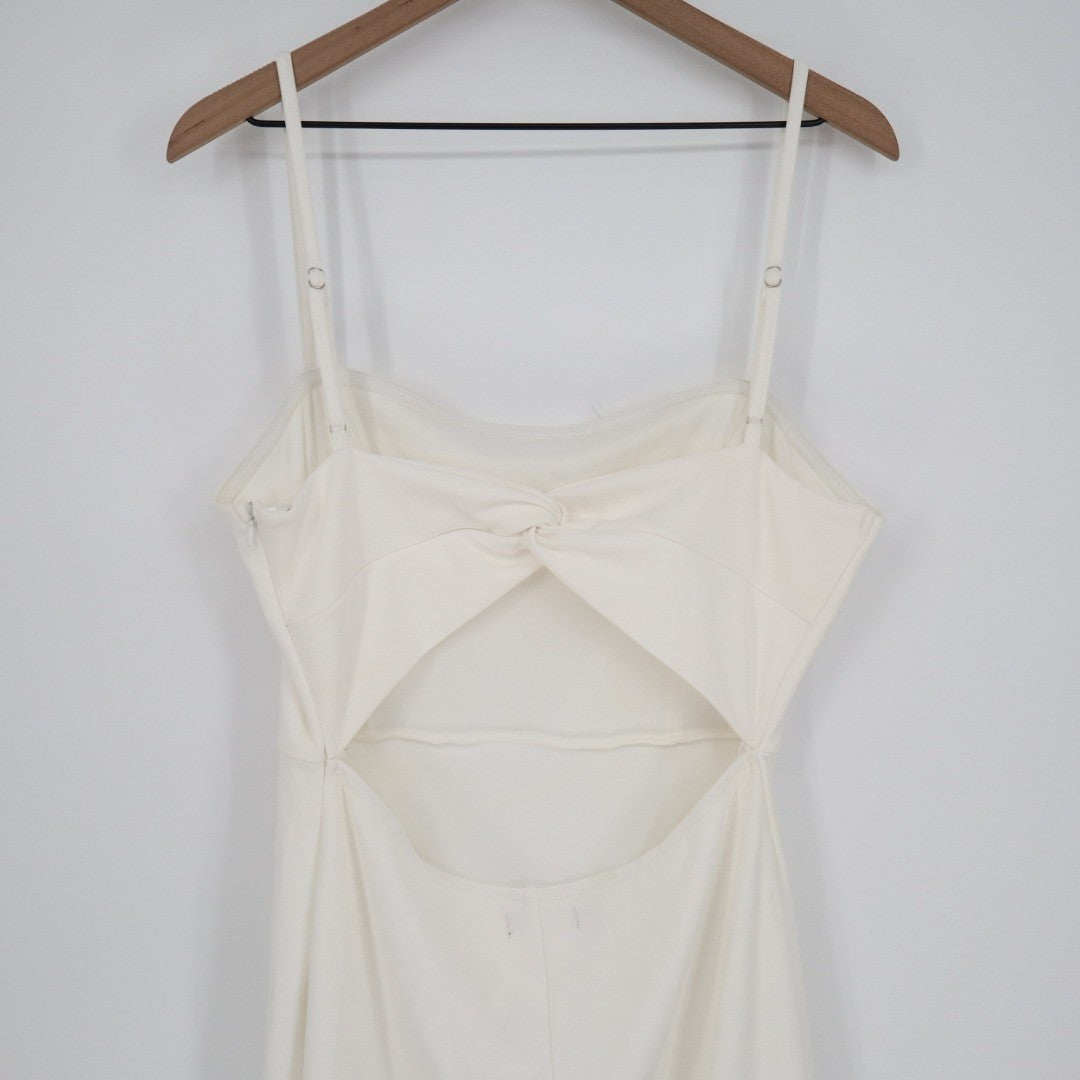 Lulus Iveta Midi Dress Women XL White Cutout Ruffled Sleeveless Adjustable Strap