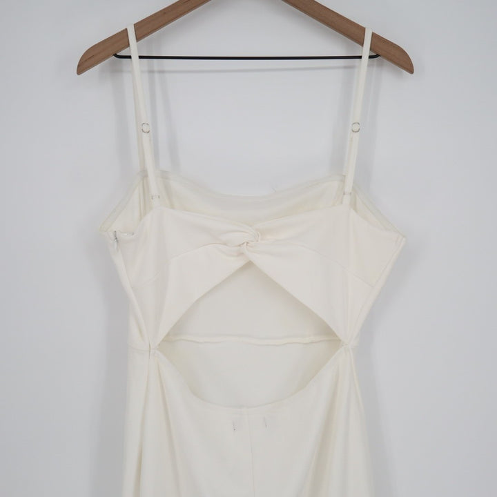 Lulus Iveta Midi Dress Women XL White Cutout Ruffled Sleeveless Adjustable Strap