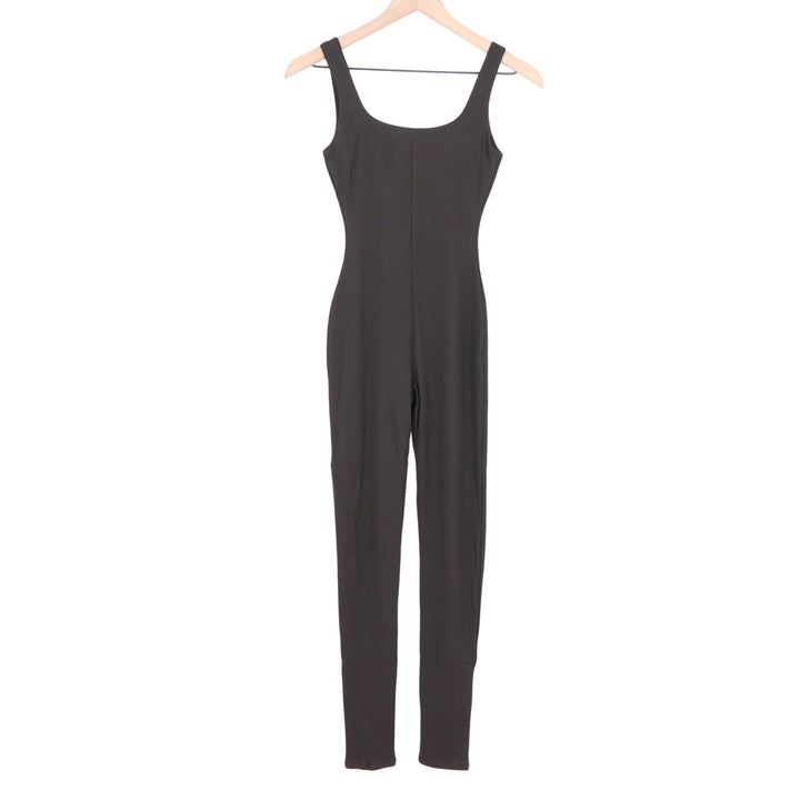 Naked Wardrobe Black Ribbed Scoop Neck Sleeveless Jumpsuit Small