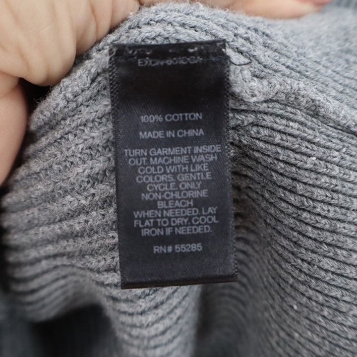 Express Mens Gray 100% Cotton Ribbed Quarter Zip Moto Elbow Sweater Size M