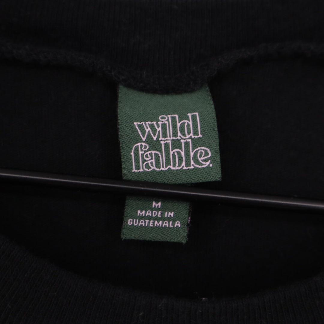 Wild Fable Black Cotton Short Sleeve Crew Neck T-Shirt Rolled Cuff Hem Size M