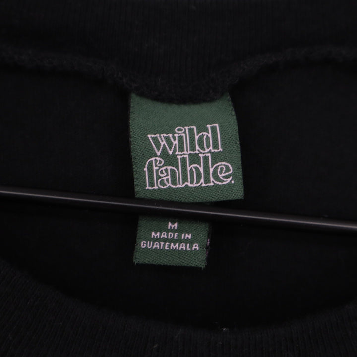 Wild Fable Black Cotton Short Sleeve Crew Neck T-Shirt Rolled Cuff Hem Size M