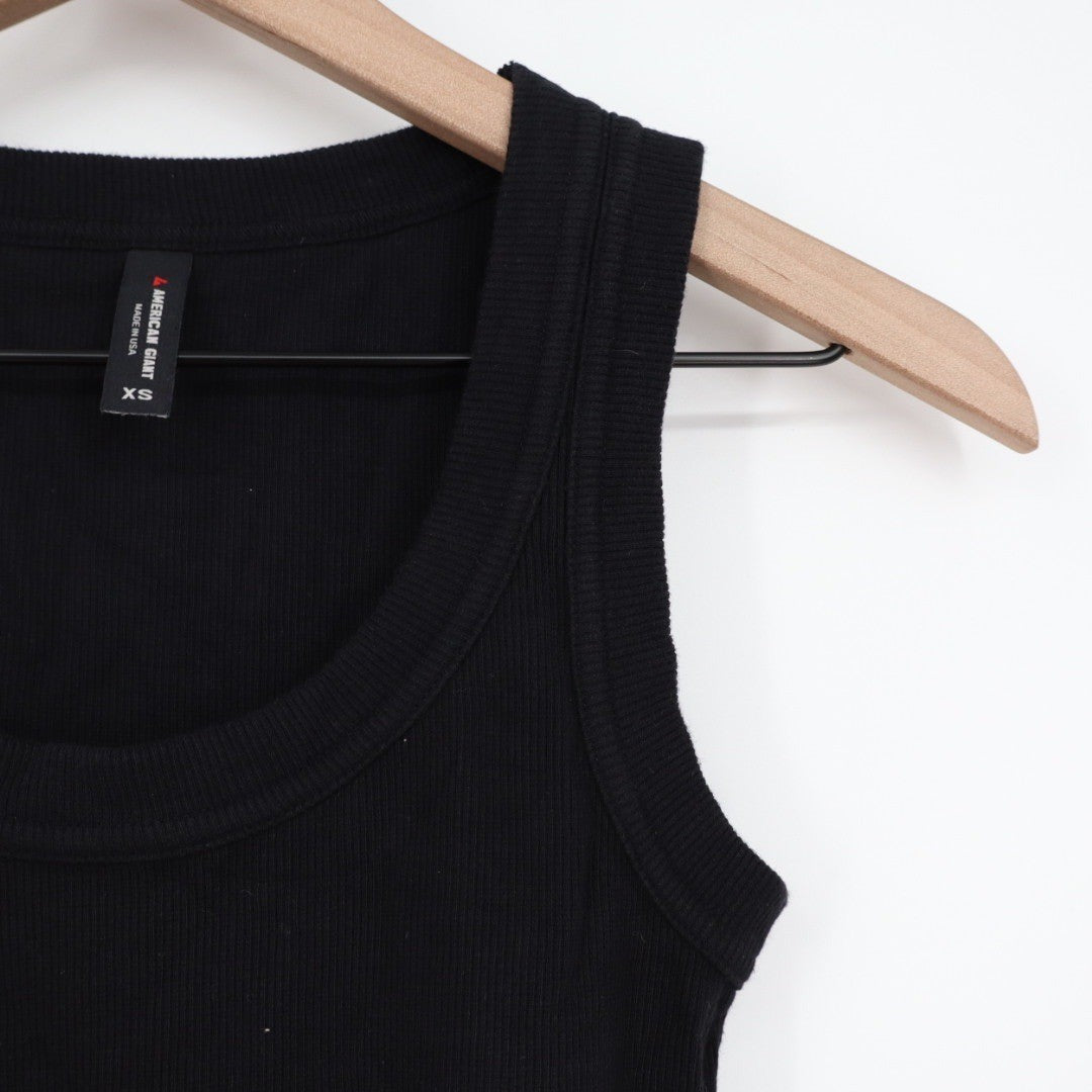 American Giant Womens Black Ribbed Tank Top Made in USA Size XS