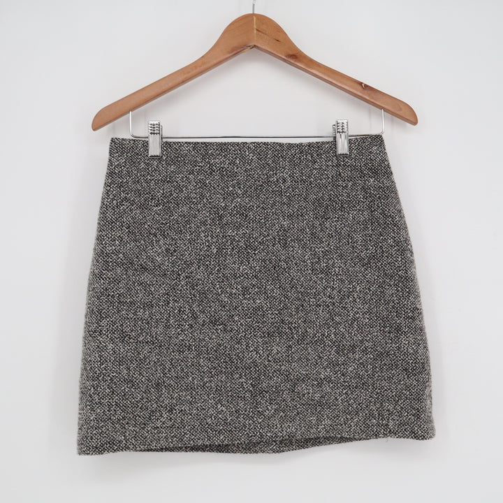 HM Black White Salt Pepper Tweed Mini Skirt Size 6 A-Line