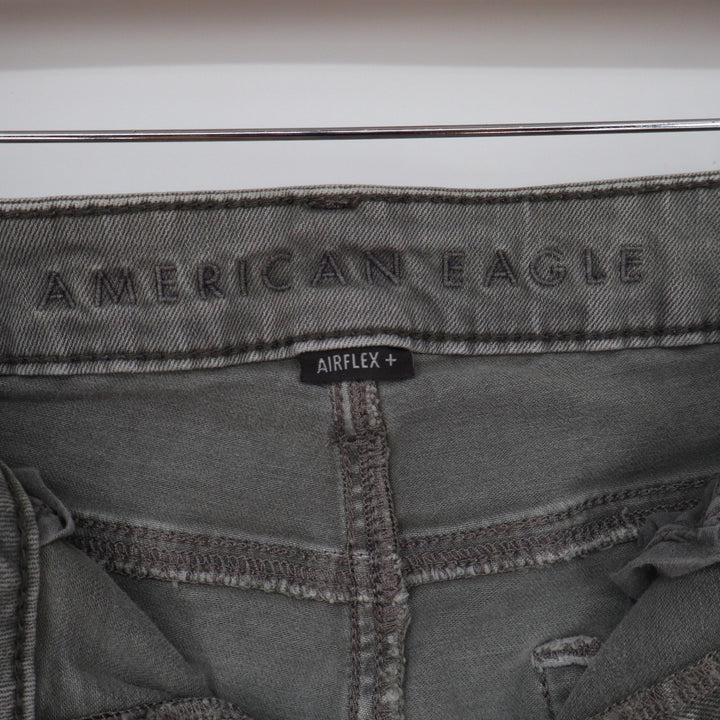 American Eagle Airflex+ Skinny Distressed Gray Ripped Jeans Mens 32x30