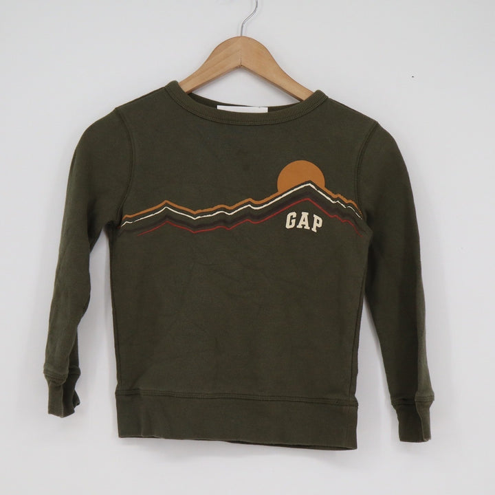 Gap Kids Boys S 6-7 Olive Green Mountain Graphic Crewneck Sweatshirt Pullover