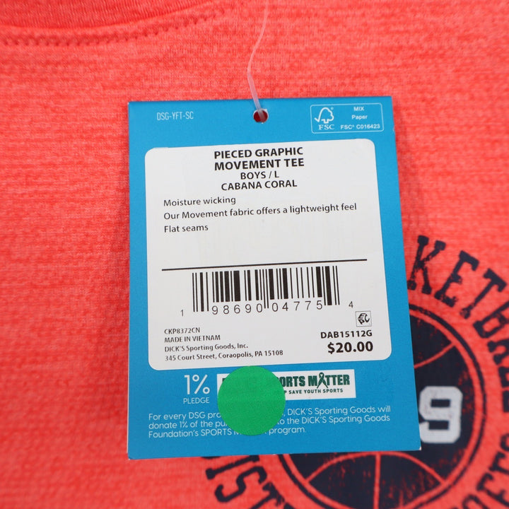 DSG Boys Pieced Graphic Movement Tee Cabana Coral Orange Navy Large 14-16 NWT