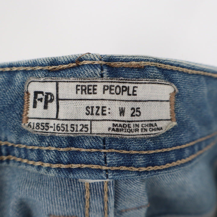 Free People Distressed Light Wash Denim Jeans W25 Ripped Raw Hem