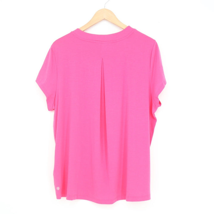Athleta Zephyr Tee Pink Pleated Back Short Sleeve T-Shirt Womens Size M