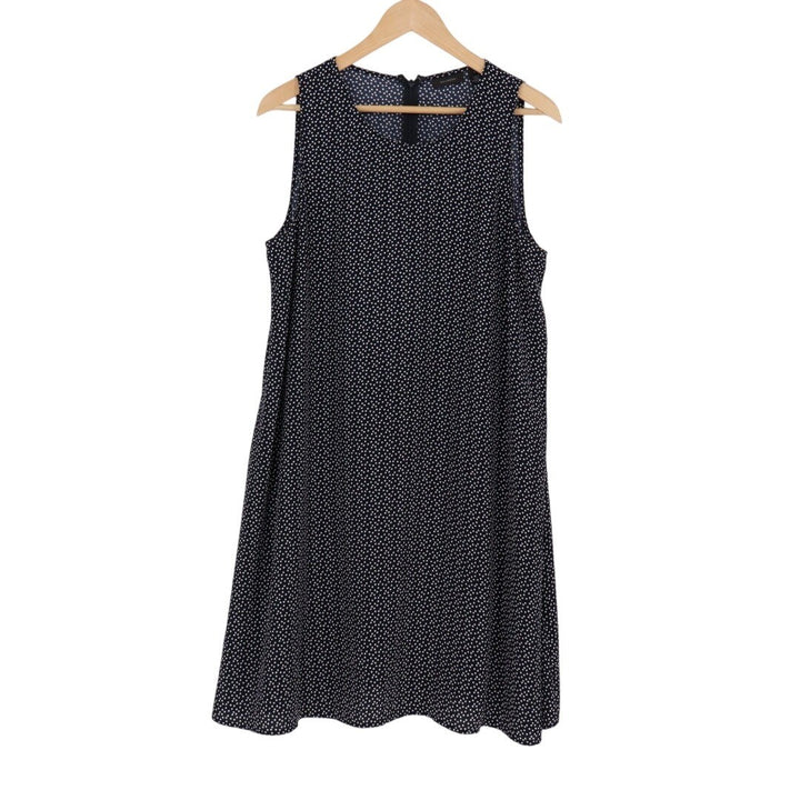 Halogen Navy Blue White Polka Dot Sleeveless A-Line Dress Size L