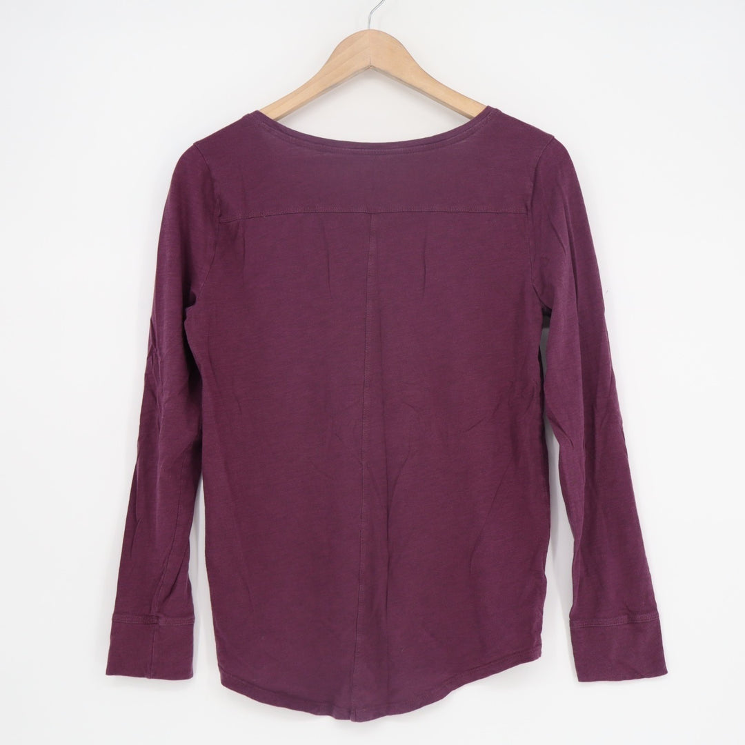 Ann Taylor Loft T-Shirt Womens M Maroon Cotton Long Sleeve Crew Neck Pullover