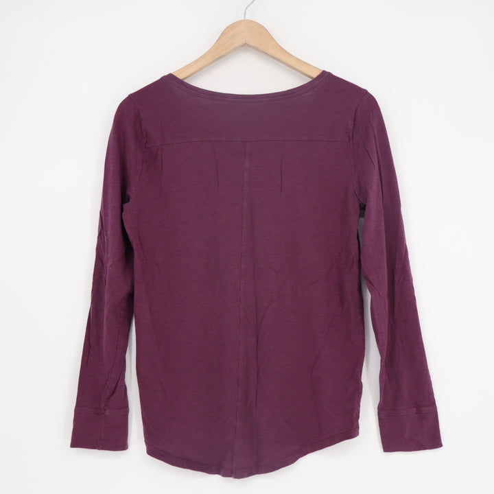 Ann Taylor Loft T-Shirt Womens M Maroon Cotton Long Sleeve Crew Neck Pullover