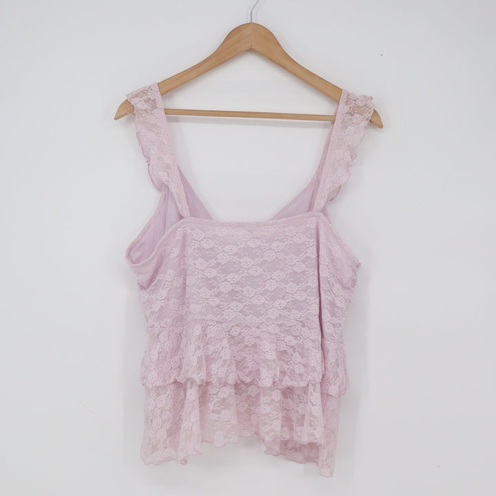 Old Navy Tank Top Womens XL Ruffle Lace Tie-Front Light Purple Tiered Excellent