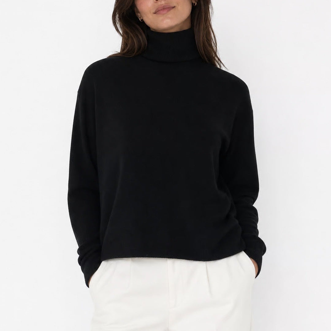 Cyrus Womens Turtleneck Sweater Black Long Sleeve High-Low Hem New M