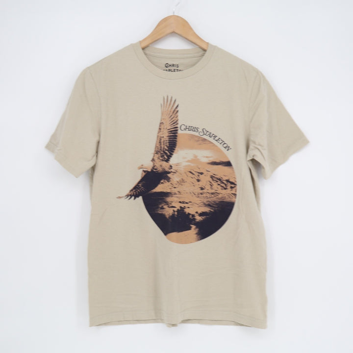 Chris Stapleton T-Shirt Mens Medium Beige Graphic Print Short Sleeve Crew Neck