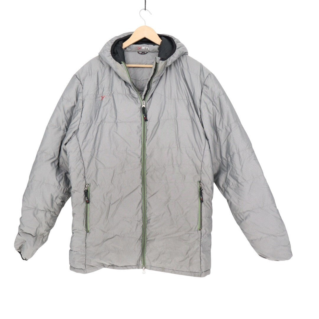 Yeti Puffer Jacket Mens Large Gray Full Zip Pockets Long Sleeve Hooded Outdoor