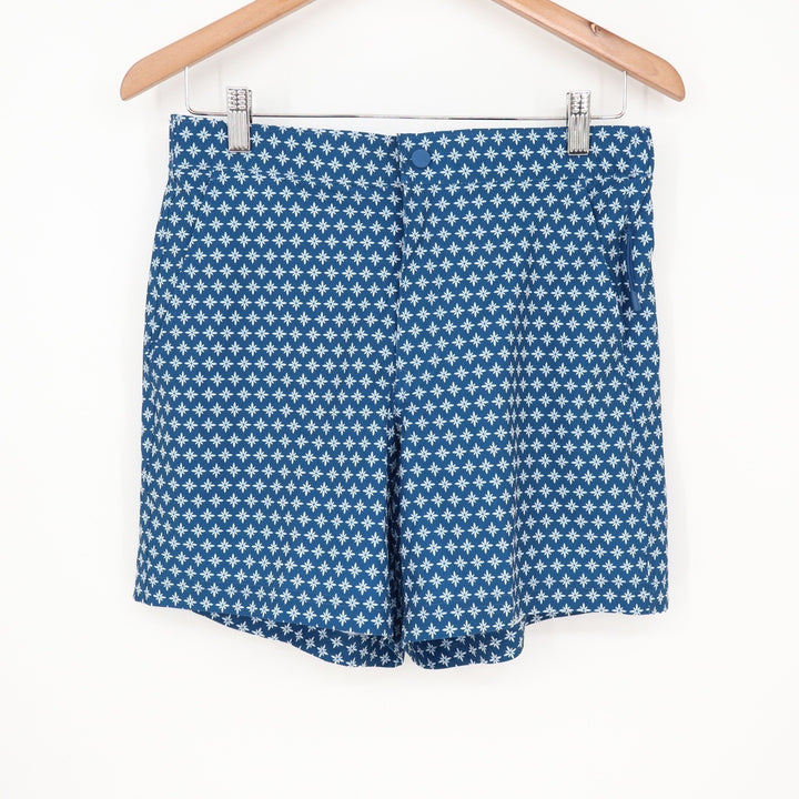 VRST Mens Resort Short 6" Deep Denim Print Blue Floral Stretch Size S NEW