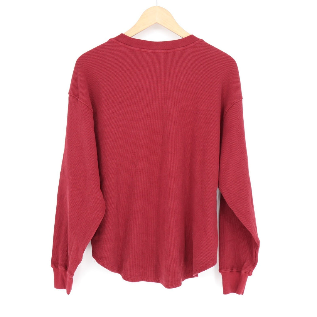American Giant Thermal T-Shirt Womens L Maroon Long Sleeve Crew Neck Round Hem