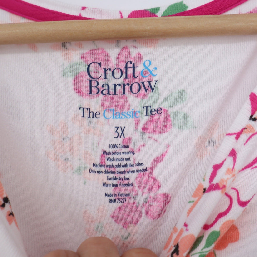 Croft & Barrow The Classic Tee 3X Floral Print Cotton Short Sleeve Top