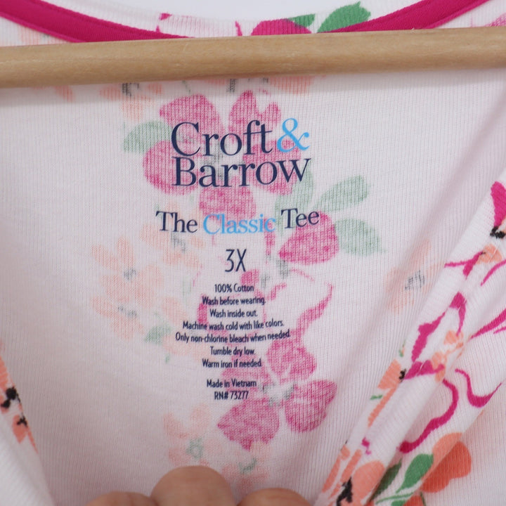 Croft & Barrow The Classic Tee 3X Floral Print Cotton Short Sleeve Top