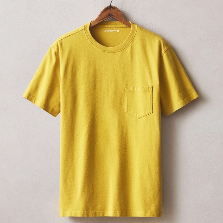 AMERICAN GIANTS Mens S Pocket Tee Shirt Yellow Cotton Made USA Casual Basic