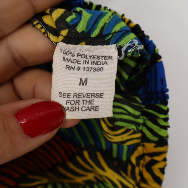 Truth NYC Womens Off Shoulder Crop Top Multicolor Geometric Ruffle Print Size M