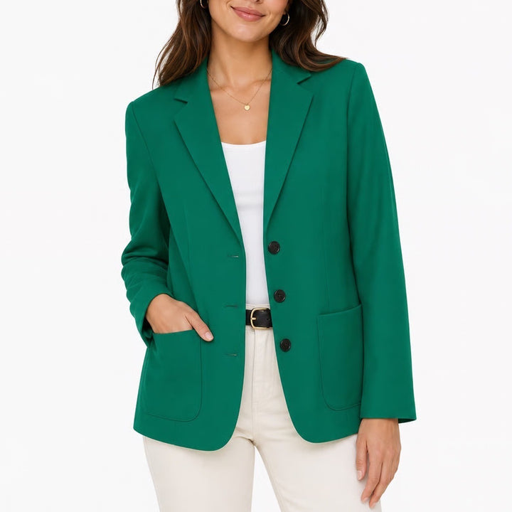 Akris Green Wool Cashmere 3-Button Blazer US 12 Emerald Luxury Professional