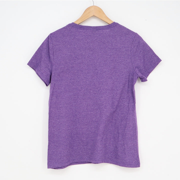 Gildan Softstyle Womens Small Purple Not Done Yet Graphic Tee Short Sleeve Shirt