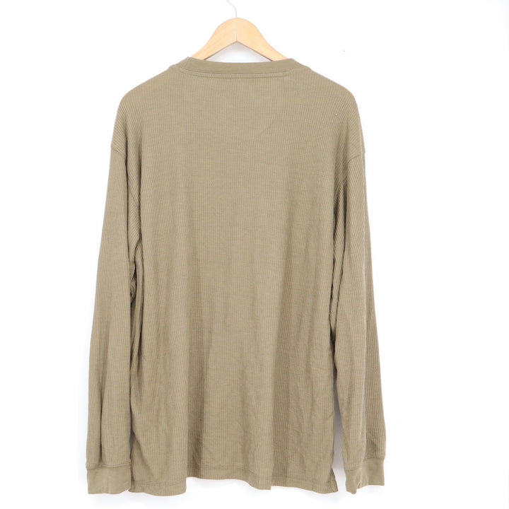 Alpine Lakes Mens Large Waffle Knit Thermal Long Sleeve Shirt Olive Green