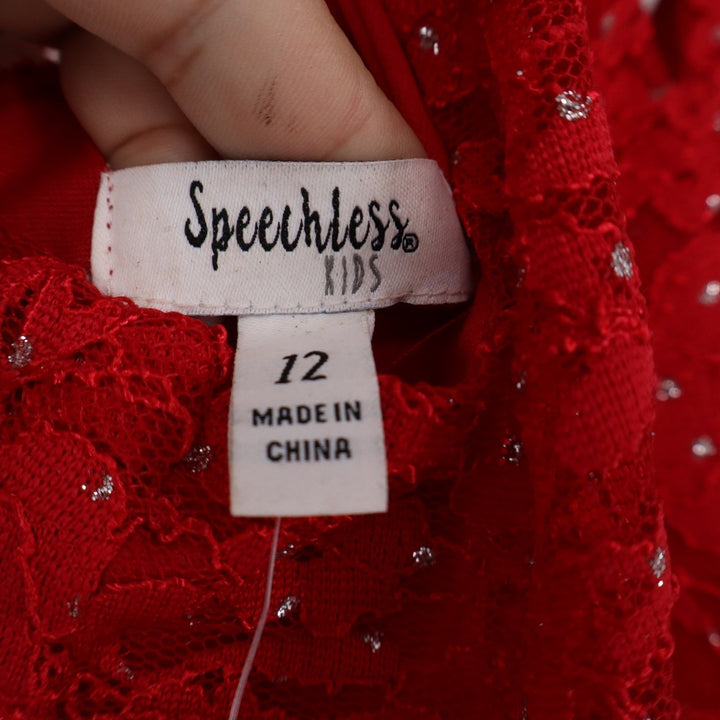 Speechless Kids Girls Red Lace Glitter Halter Romper Dress Rhinestone Size 12