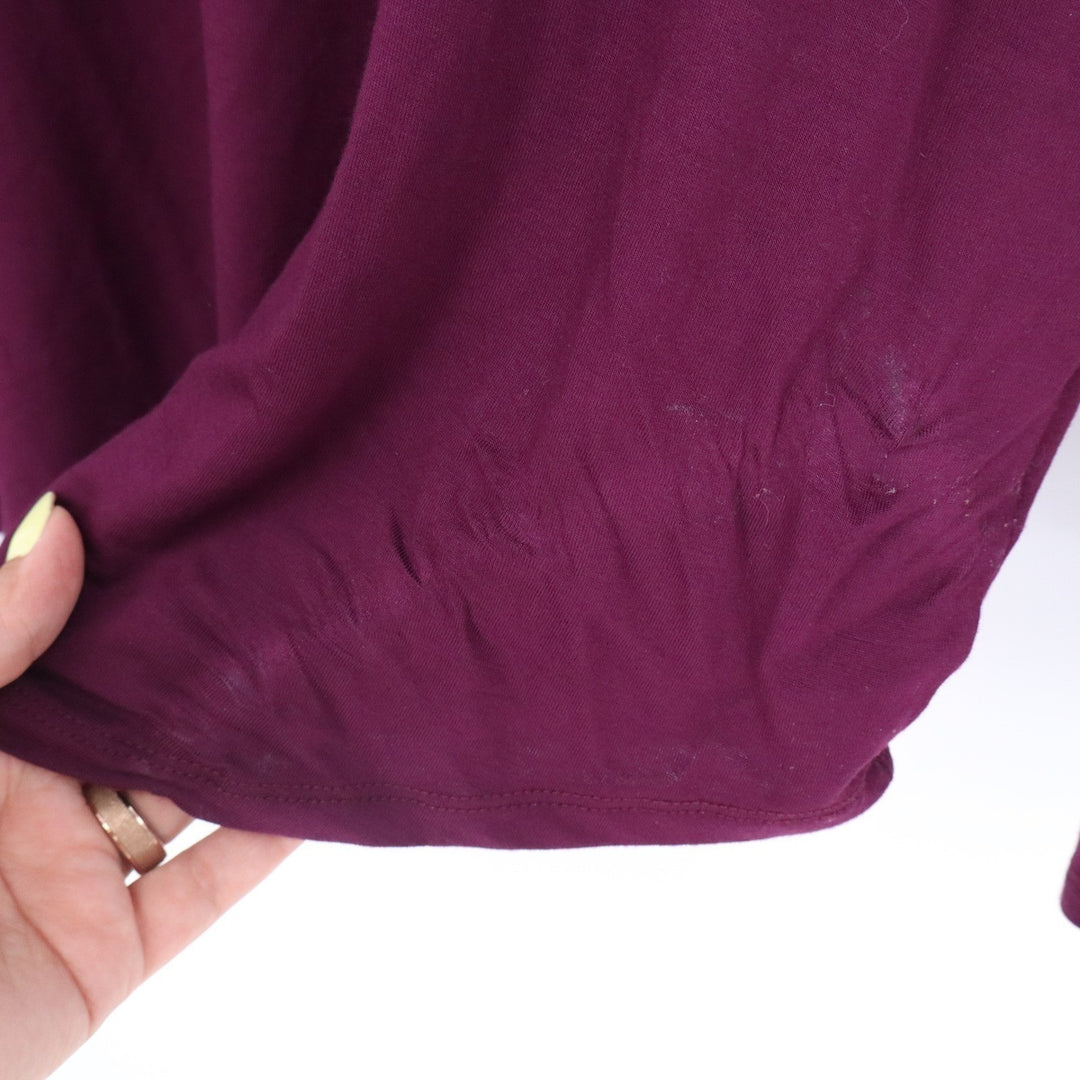 Gap Luxe T Women's Large Burgundy Maroon Long Sleeve Crew Neck Relaxed Top