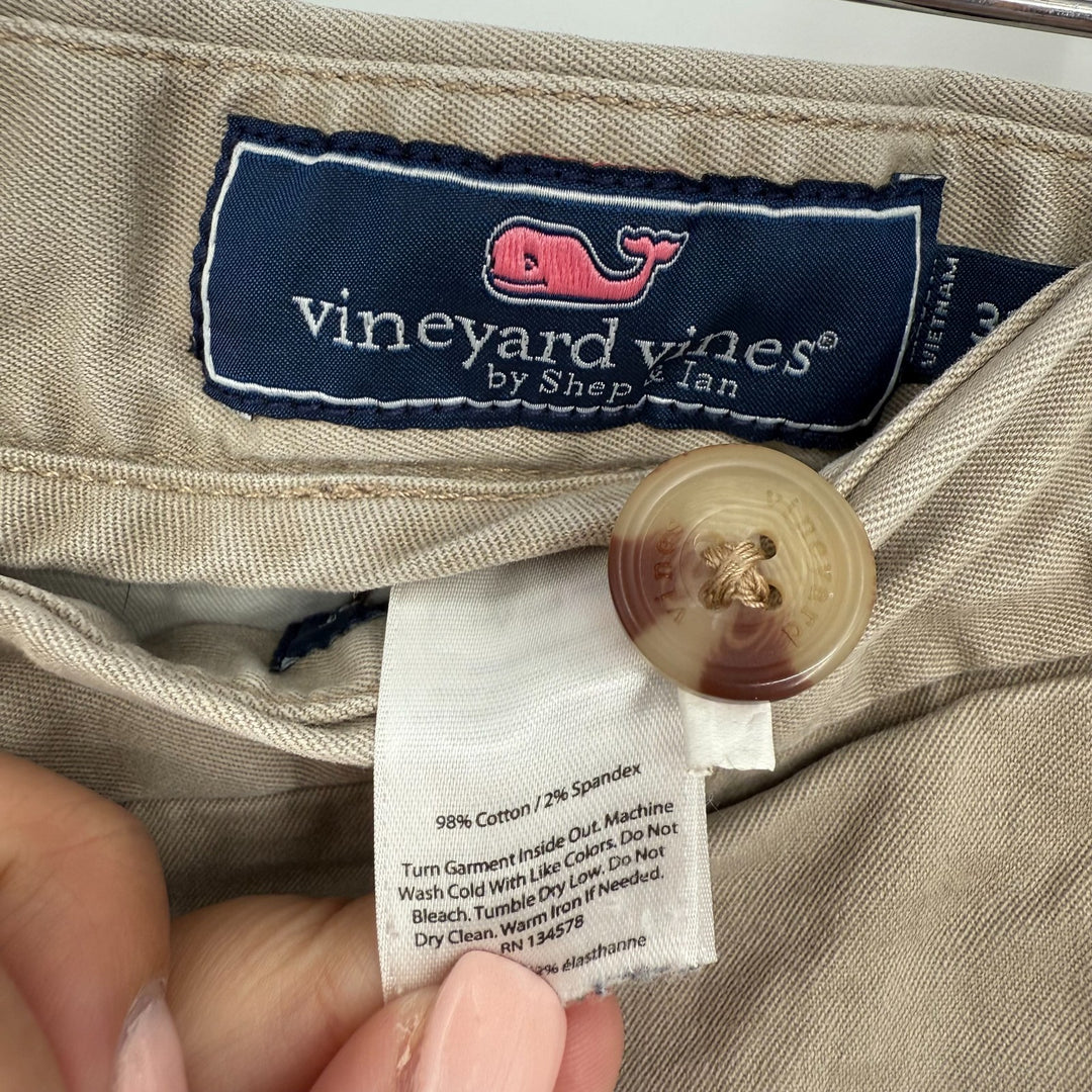 Vineyard Vines Breaker Chino Shorts Mens 32 Beige Cotton Pockets Stretch Logo