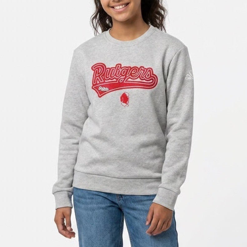 Adidas Rutgers University Scarlet Knights Fleece Crewneck Sweatshirt Grey L