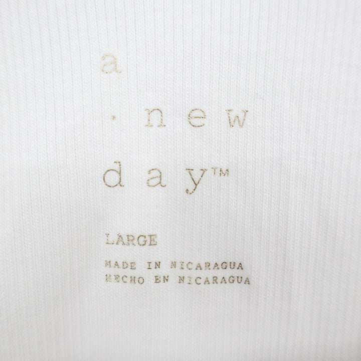 A New Day Tank Top Womens Large White Ribbed Knit Round Neck Yoga Running Active