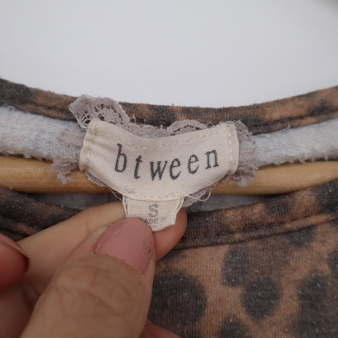 btween Womens Mama Leopard Print Sweatshirt Brown Gold Glitter Size S