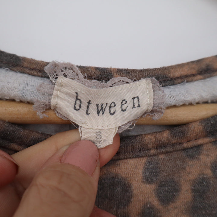 btween Womens Mama Leopard Print Sweatshirt Brown Gold Glitter Size S