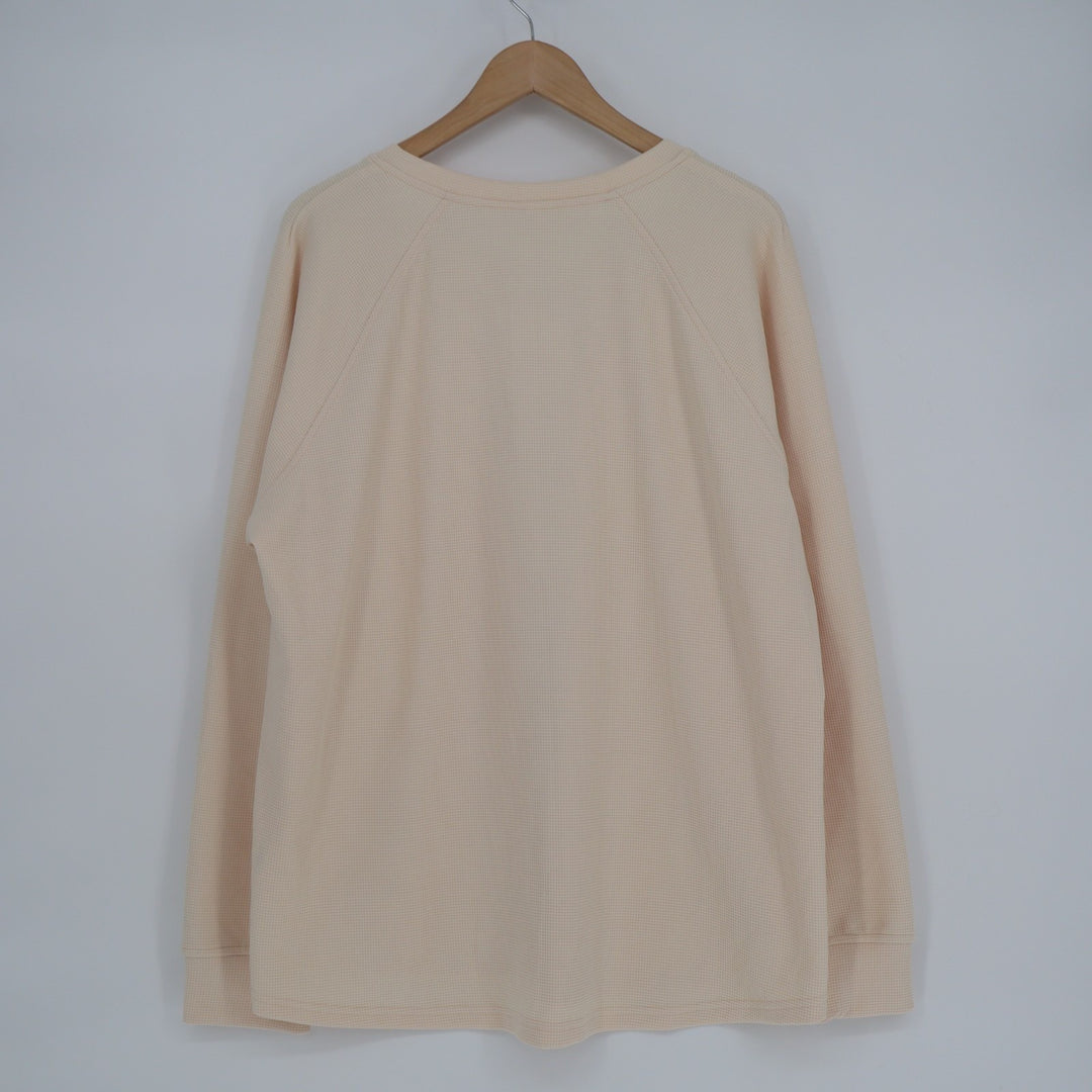 Anrabess T-Shirt Womens 2XL Blush Stretch Waffle Knit Henley Neck Long Sleeve