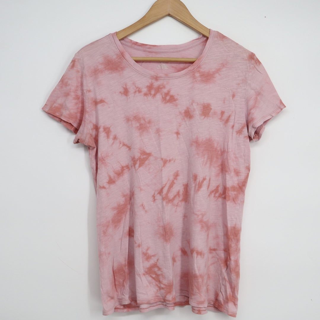 Victoria's Secret PINK Tie Dye T-Shirt Womens Medium Pink White Cotton Crew Neck