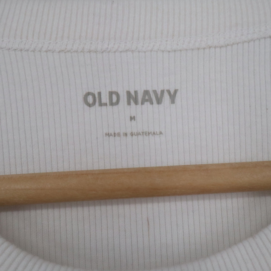 Old Navy Womens White Ribbed Knit Short Sleeve Crew Neck Crop Top Size M