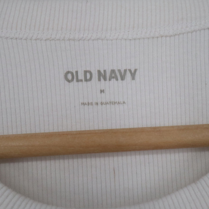 Old Navy Womens White Ribbed Knit Short Sleeve Crew Neck Crop Top Size M