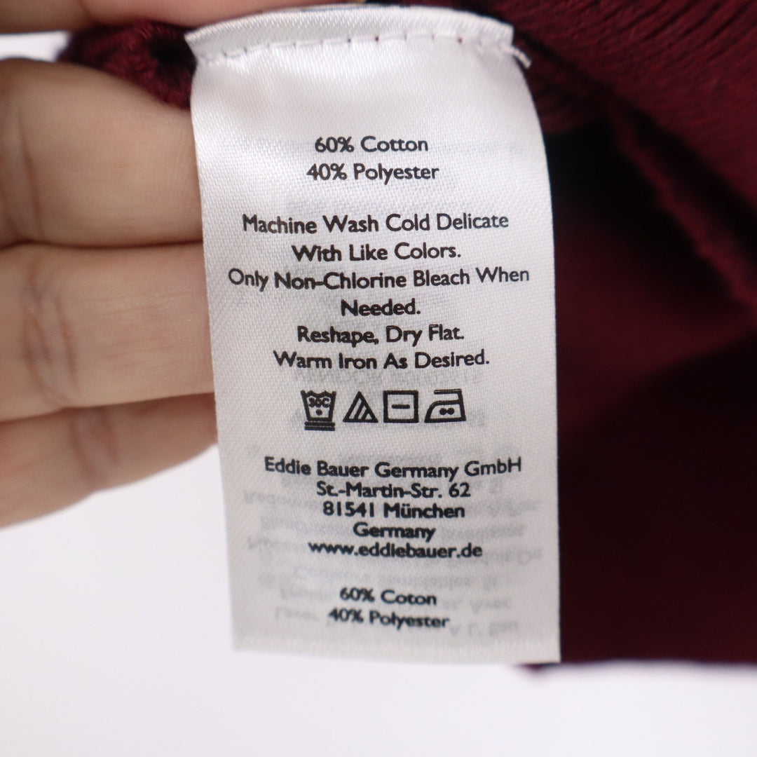 Eddie Bauer Womens Large Burgundy Mock Neck Raglan Sleeve Cotton Blend Sweater