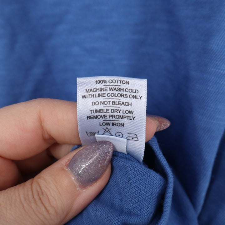 American Giant Premium Slub T-Shirt Womens Large Blue Cotton V-Neck Long Sleeve