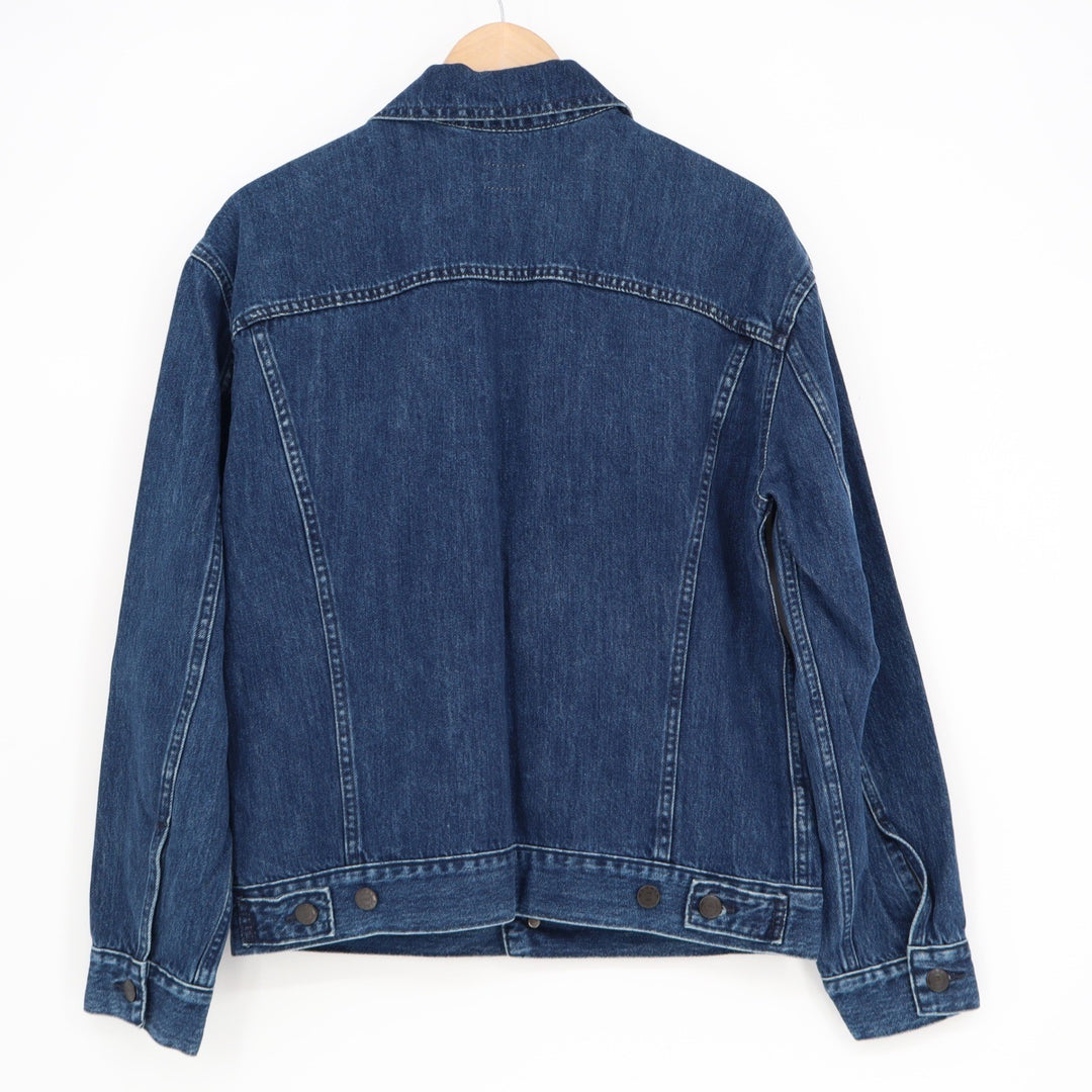 ABLE Dark Wash Denim Trucker Jacket Cotton Lyocell Blend Blue Size L