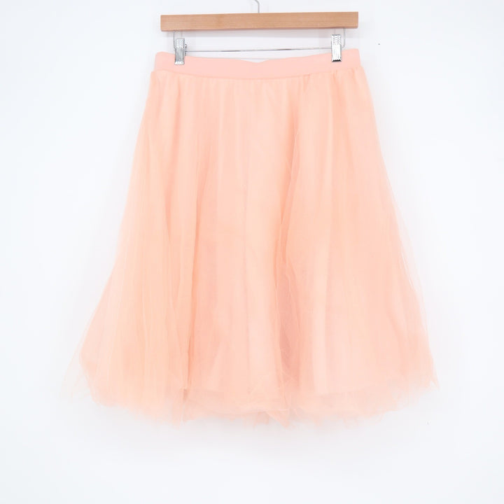 Charlotte Russe Blush Pink Tulle Mesh Midi Skirt Womens Large Elastic Waist