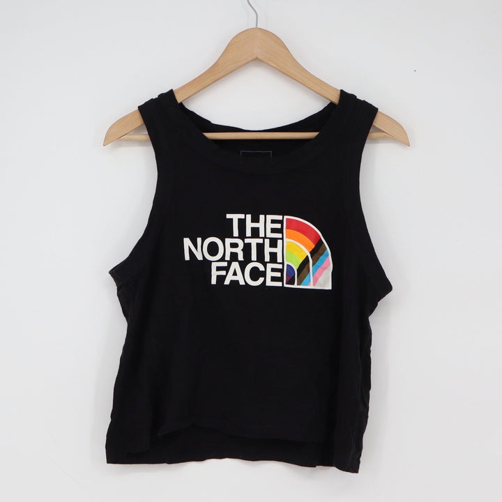 The North Face Tank Top Womens M Pride Rainbow Logo Black Cropped Excellent
