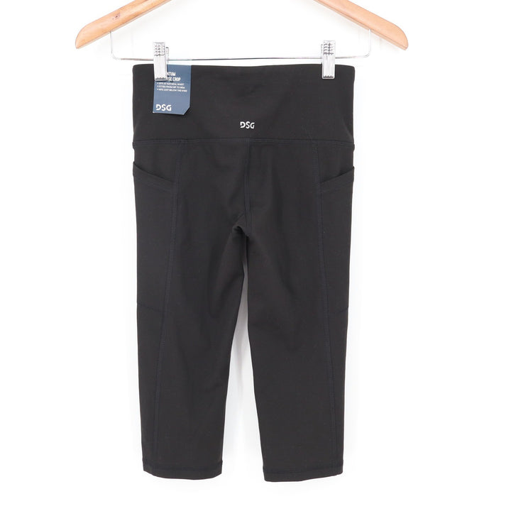 DSG Womens Momentum Crop Leggings Pure Black XXS High Rise Capri Pocket