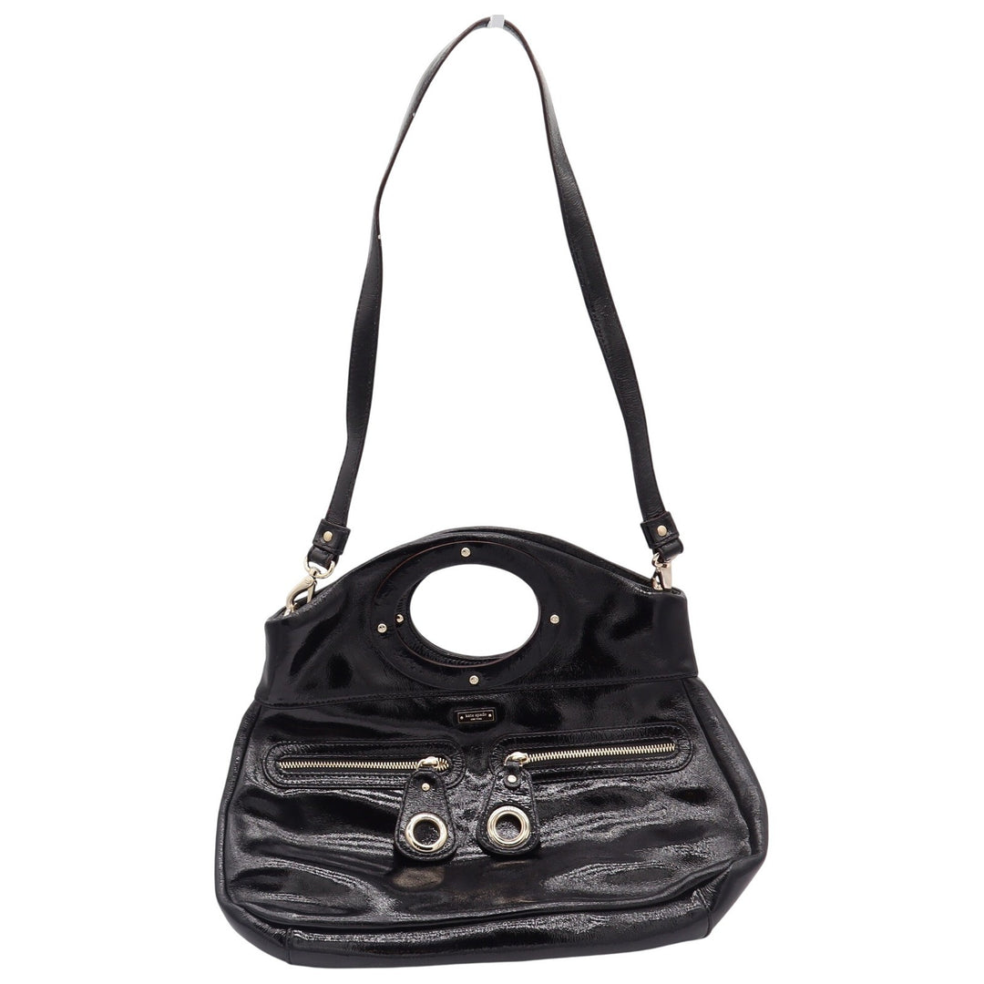 Kate Spade Handbag Womens Large Patent Leather Black Cutout Handle Excellent