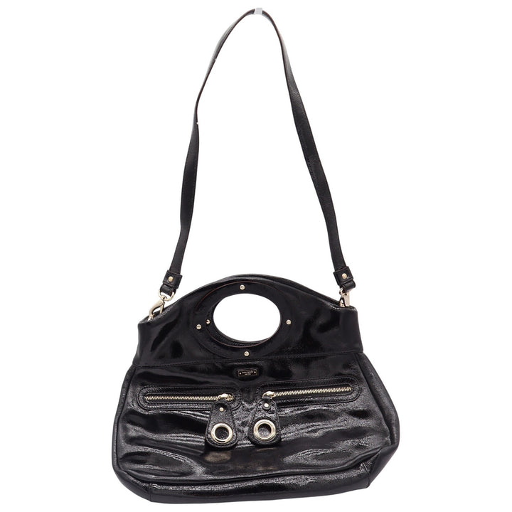 Kate Spade Handbag Womens Large Patent Leather Black Cutout Handle Excellent